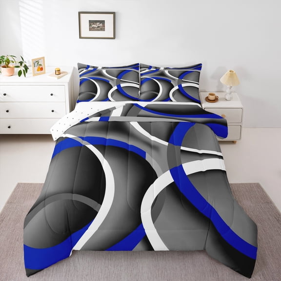 Homewish Abstract Stripes 2pcs Bedding Comforter Set for Female Men Teens,Geometric Lines Twin Comforter Sets,Vintage Aesthetic Breathable Bedding Set,Luxury Bedroom Decor,Reversible