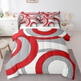 thumbnail image 1 of Homewish Abstract Stripes Boy Girl Twin Bedding Sets 7-Piece,Geometric Circle Bedding Comforter Set Microfiber,Vintage Aesthetic Breathable Sheet Sets,Breathable Home Decor,Reversible, 1 of 8