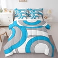 thumbnail image 1 of Homewish Abstract Stripes Boy Girl Twin Bedding Sets 7-Piece,Geometric Circle Bedding Comforter Set Microfiber,Vintage Aesthetic Breathable Sheet Sets,Breathable Home Decor,Reversible, 1 of 8