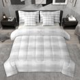 thumbnail image 1 of Homewish Abstract Stripes Grid 7-Piece Twin Bedding Sets,Minimalism Geometric Checkered Bedding Comforter Set,Gray Lines Sheet Sets For Girls Boys,Super Cozy Room Decor Reversible, 1 of 8