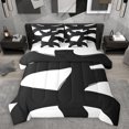 thumbnail image 1 of Homewish Abstract Stripes Lines 7 Pieces Bedding Comforter Set,Minimalist Geometric Full Bedding Set,White Black Fitted Sheet Flat Sheet For Boys Teens,Ultra Soft Home Decor, 1 of 8