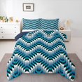 thumbnail image 1 of Homewish Abstract Wave Stripes Bedding Comforter Set,Minimalism Geometric Checkered Twin Comforter Sets,Blue Lines Bedding Set For Girls Boys,Super Cozy Room Decor Reversible,2pcs, 1 of 8