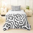thumbnail image 1 of Homewish Abstract Wavy Stripes Twin Comforter Sets,Contemporary Artwork Bedding Set,White Black,Reversible,2pcs,1 Comforter and 1 Pillowcase, 1 of 7