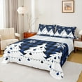 thumbnail image 1 of Homewish Abstract Xmas Tree King Sheet Set (4-Piece) Snowflake Blue Plaid Decor For Kids, 1 of 7