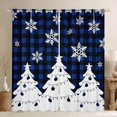 thumbnail image 1 of Homewish Abstract Xmas Tree Blackout Curtains Set of 2 (52x84 Each),Chic Snowflake Window Curtains,Blue Plaid Grid Curtains and Drapes For Kids,Ultra Soft Home Decor, 1 of 6
