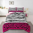 thumbnail image 1 of Homewish Abstract Zebra Pattern Bedding Comforter Set,Safari Leopard Print Twin Comforter Sets,Hotpink Black White Bedding Set For Girl Kids,Super Cozy Room Decor Reversible,2pcs, 1 of 8