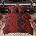 thumbnail image 1 of Homewish Adult Bohemian Abstract Bedding Comforter Set 7pcs, Red Black Hippie Aztec Queen Bedding Sets, Chic Old Fashion Reversible Queen Sheet Sets, Breathable Home Decor, 1 of 7