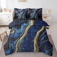 thumbnail image 1 of Homewish Adult Fashion Marble Twin Bedding Sets 7-Piece, Navy Gold Abstract Ombre Bedding Comforter Set, Modern Artwork Reversible Sheet Sets, Ultra Soft Bedroom Decor, 1 of 7