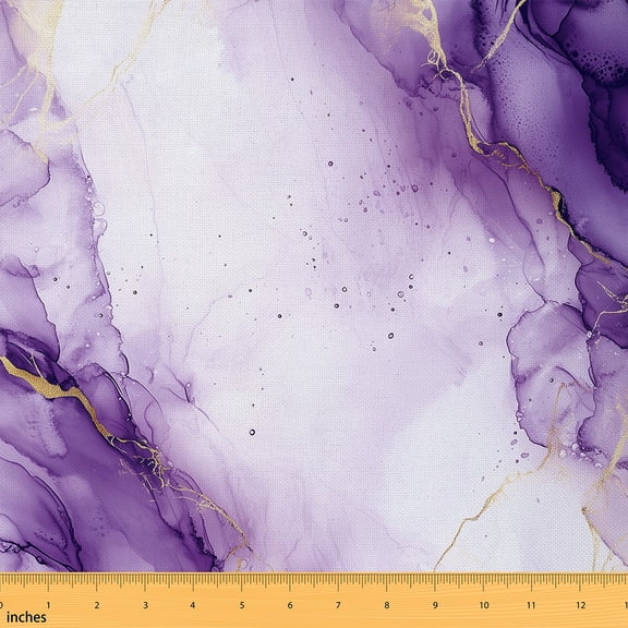 Homewish Adult Modern Marbling Fabric by the Yard 1 Yard, Chic Abstract Marble Room Decor Fabric by the Yard, White Purple Sewing Fabric, Luxury Bedroom Decor
