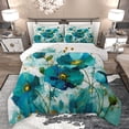 thumbnail image 1 of Homewish Adult Splatter Flower Full Size Comforter Sets, Chic Abstract Marble Bedding Comforter Set, Teal Marbling Reversible Bedding Sets, Super Cozy Room Decor, 3-Piece, 1 of 8