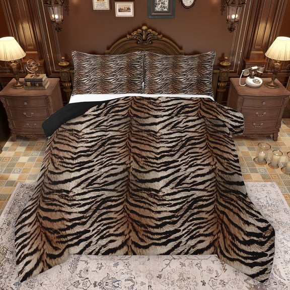 Homewish Adults Female Men Abstract Animal Zebra 3 Pieces Queen Comforter Set,Abstract Gradient Geometric Stripes Ultra Soft Bedding Sets,Jungle Wildlife Print Bedding Comforter Set Breathable