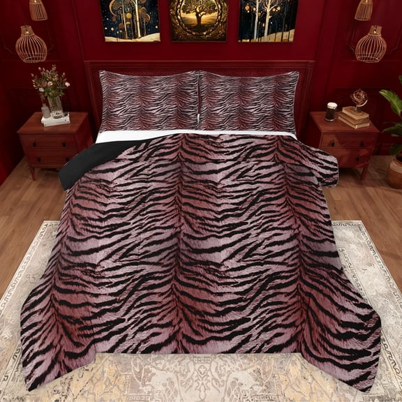 Homewish Adults Female Men Abstract Animal Zebra Bedding Comforter Set 2pcs,Abstract Gradient Geometric Stripes Twin Comforter Sets Microfiber,Jungle Wildlife Print Breathable Bedding Set