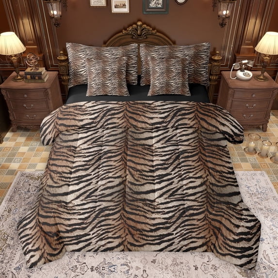 Homewish Twin Size 7-Piece Abstract Zebra Print Microfiber Comforter Set