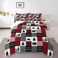 thumbnail image 1 of Homewish Adventure Theme 3-Piece Full Size Comforter Sets for Teens Boys Girls,Black Red Bedding Comforter Set,Happy Camping Lightweight Bedding Sets,Ultra Soft Home Decor,Reversible, 1 of 8