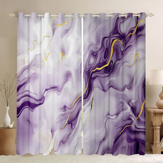 Homewish Aesthetic Artwork Blackout Curtains,Purple Mountain Fluid Curtains Pack of 2 (42x84 Each)
