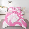 thumbnail image 1 of Homewish Aesthetic Lines Full Size Comforter Sets,Modern Abstract Art Bedding Comforter Set,Pink White,Pink Reversible,3-Piece,1 Comforter and 2 Pillowcases, 1 of 7