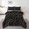 thumbnail image 1 of Homewish Aesthetic Lines Full Size Comforter Sets,Modern Abstract Bedding Comforter Set,Black Brown,Black Reversible,3pcs,1 Comforter and 2 Pillowcases, 1 of 7