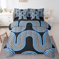 thumbnail image 1 of Homewish Aesthetic Wavy Stripes 7-Piece King Bedding,Modern Artwork King Bed in a Bag,Blue Gray,Black Reversible, 1 of 8