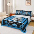 thumbnail image 1 of Homewish American Football Game Queen Sheet Sets,Carolina Rugby Flat Sheet,Blue Black Queen Fitted Sheet For Boys Teens,Breathable Home Decor,4pcs, 1 of 7
