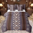 thumbnail image 1 of Homewish Ancient Bohemain Aztec 7 Pieces Bedding Comforter Set,Rustic Western Tribal Full Bedding Set,Purple Brown Beige Fitted Sheet Flat Sheet For Kids,Luxury Bedroom Decor Reversible, 1 of 8