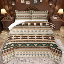 Homewish Ancient Bohemain Aztec Bedding Comforter Set,Rustic Western Tribal Twin Comforter Sets,Brown Beige Bedding Set For Kids,Luxury Bedroom Decor Reversible,2-Piece