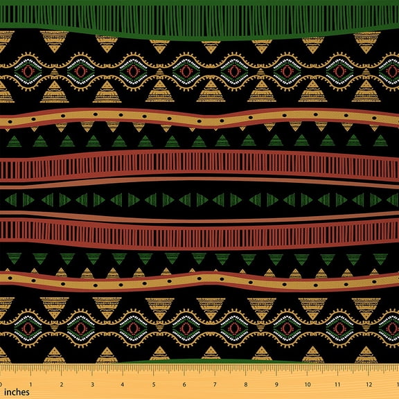 Homewish Ancient Boho Geometric Fabric by the Yard 2 Yard,Bohemain Stripes Lines Room Decor Fabric by the Yard,Orange Blue Black Fabric for Sewing For Men Women,Super Cozy Room Decor