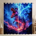thumbnail image 1 of Homewish Ancient Dinosaur Black Out Curtains,Cartoon Dino Curtains Pack of 2 (42x63 Each),Orange Blue Bedroom Curtains For Boys Teens,Breathable Home Decor, 1 of 6