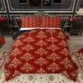 thumbnail image 1 of Homewish Ancientr Damask Jacquard Queen Comforter Set,Baroque Print Bedding Sets,Red Gold Bedding Comforter Set For Boys Girls,Breathable Home Decor Reversible,3pcs, 1 of 8