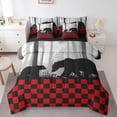 thumbnail image 1 of Homewish Animal Bear 7 Pieces Bedding Comforter Set for Teens Boys Girls,Black Red Grey Full Bedding Set Lightweight,Geometric Plaid Fitted Sheet Flat Sheet,Luxury Bedroom Decor,Reversible, 1 of 8