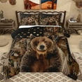 thumbnail image 1 of Homewish Animal Bear Bedding Comforter Set 2pcs for Female Men Adults,Tree Branches Twin Comforter Sets Microfiber,Camouflage American Flag Breathable Bedding Set,Lightweight Room Decor,Reversible, 1 of 8