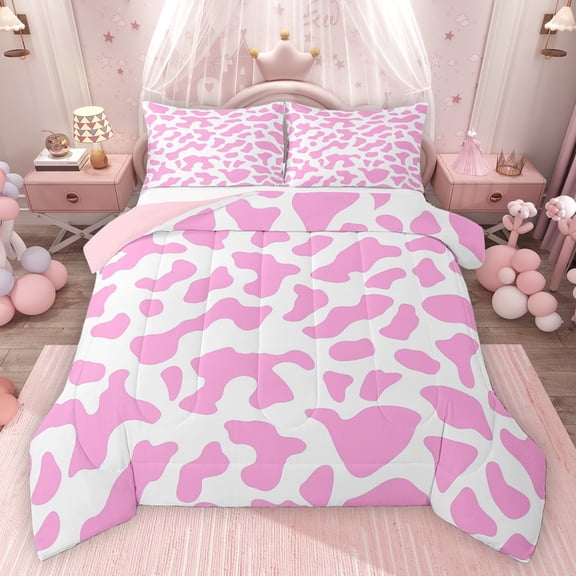 Homewish Animal Cow Print Bedding Comforter Set 2pcs for Female Men Adults,Farmhouse Cattle Bull Twin Comforter Sets Microfiber,Abstract Vintage Aesthetic Breathable Bedding Set