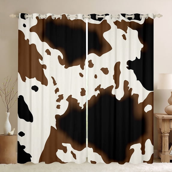 Homewish Animal Cow Print Blackout Curtains Set of 2 (52x84 Each) for Female Men Adults,Black White Window Curtains,Rustic Farmhouse Curtains and Drapes,Lightweight Room Decor