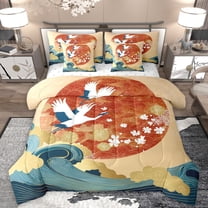 Homewish Animal Crane 7-Piece Twin Bedding Set - Japanese Ukiyoe