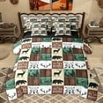thumbnail image 1 of Homewish Animal Deer Bear Bedding Comforter Set 7pcs for Female Men Adults,Geometric Plaid Queen Bedding Sets Super Cozy,Jungle Woodland Wildlife Queen Sheet Sets,Lightweight Room Decor,Reversible, 1 of 8