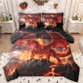 thumbnail image 1 of Homewish Animal Dragon Bedding Comforter Set 7 Pieces for Kids Children Teens,Abstract Lightning Full Bedding Set Lightweight,Black Orange Fitted Sheet Flat Sheet,Ultra Soft Home Decor,Reversible, 1 of 8