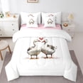 thumbnail image 1 of Homewish Animal Ducks Bedding Comforter Set 7-Piece for Teens Female Men,Love Heart Print King Bedding Sets,Romantic Lover Couple Ultra Soft Bed Sheets,Super Cozy Room Decor,Reversible, 1 of 8