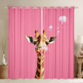 thumbnail image 1 of Homewish Animal Giraffe Black Out Curtains for Teens Boys Girls,Pink Brown Curtains Pack of 2 (42x63 Each),Pink Bubbles Bedroom Curtains,Ultra Soft Home Decor, 1 of 6