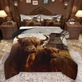thumbnail image 1 of Homewish Animal Highland Cow 3 Pieces Queen Comforter Set for Boys Girls,Retro Lodge Cabin Windmill Ultra Soft Bedding Sets,Western Vintage Aesthetic Bedding Comforter Set Breathable, 1 of 8
