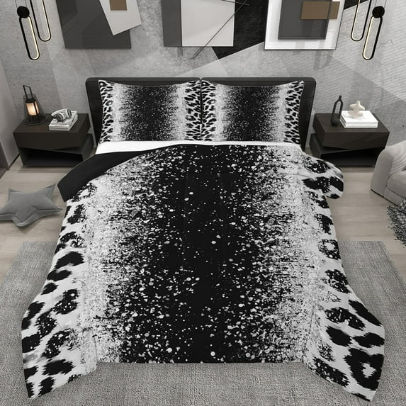 Homewish Animal Leopard Cheetah Print 2pcs Bedding Comforter Set For Teens Adults,Bling Glitter Twin Comforter Sets,Abstract Gradient Breathable Bedding Set,Breathable Home Decor,Reversible