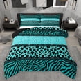 thumbnail image 1 of Homewish Animal Leopard Cheetah Print 3 Pieces Queen Comforter Set,Black Teal Ultra Soft Bedding Sets,Abstract Zebra Print Bedding Comforter Set Breathable,Luxury Bedroom Decor,Reversible, 1 of 8
