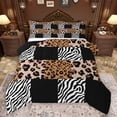 thumbnail image 1 of Homewish Animal Leopard Cheetah Print Bedding Comforter Set 2pcs,Black Brown Twin Comforter Sets Microfiber,Abstract Plaid Zebra Print Breathable Bedding Set,Luxury Bedroom Decor,Reversible, 1 of 8