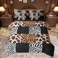 thumbnail image 1 of Homewish Animal Leopard Cheetah Print Bedding Comforter Set 7-Piece,Black Brown King Bedding Sets,Abstract Plaid Zebra Print Ultra Soft Bed Sheets,Luxury Bedroom Decor,Reversible, 1 of 8
