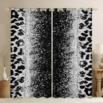 Homewish Animal Leopard Cheetah Print Black Out Curtains For Teens Adults,Bling Glitter Curtains Pack of 2 (42x63 Each),Abstract Gradient Bedroom Curtains,Breathable Home Decor