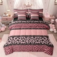 thumbnail image 1 of Homewish Animal Leopard Cheetah Print Twin Bedding Sets 7-Piece,Black Pink Bedding Comforter Set Microfiber,Abstract Zebra Print Breathable Sheet Sets,Luxury Bedroom Decor,Reversible, 1 of 8