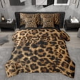 thumbnail image 1 of Homewish Animal Leopard Print 7pcs Bedding Comforter Set for Teens Boys Girls,Woodland Wildlife Queen Bedding Sets Super Cozy,Black Brown Queen Sheet Sets,Lightweight Room Decor,Reversible, 1 of 8