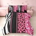thumbnail image 1 of Homewish Animal Print King Bedding, Pink Zebra Leopard Print King Bed in a Bag, Black Reversible, 7-Piece, 1 of 7