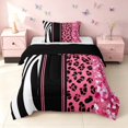 thumbnail image 1 of Homewish Animal Print Twin Comforter Sets, Pink Zebra Leopard Print Bedding Set, Black Reversible, 2-Piece 1 Comforter and 1 Pillowcase, 1 of 6