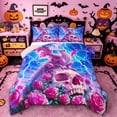 thumbnail image 1 of Homewish Anime Storm Dragon Skull Rose Full Size Comforter Sets for Teens, Lightning Cute Gothic Print Bedding Comforter Set, Pink Reversible, 3 Pieces, 1 Comforter and 2 Pillowcases, 1 of 6