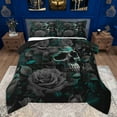 thumbnail image 1 of Homewish Anniversary Grey Rose Full Size Comforter Sets, Skeleton Skull Bedding Comforter Set, Gothic Romantic Theme Reversible Bedding Sets, Lightweight Room Decor, 3 Pieces, 1 of 8