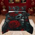 thumbnail image 1 of Homewish Anniversary Red Rose Bedding Comforter Set, Skeleton Skull Twin Comforter Sets, Gothic Romantic Theme Reversible Bedding Set, Lightweight Room Decor, 2 Pieces, 1 of 8